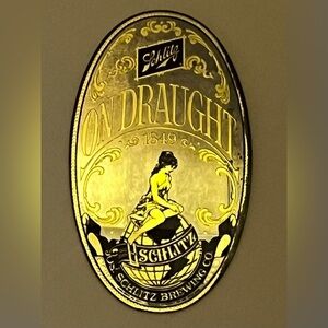 Schlitz On Draught Vintage Bar Mirror 1849 Brewing Company